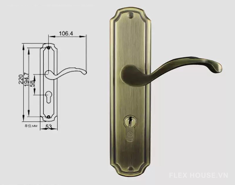 Khoá cửa bằng đồng kiểu Mỹ tối giản TG4647