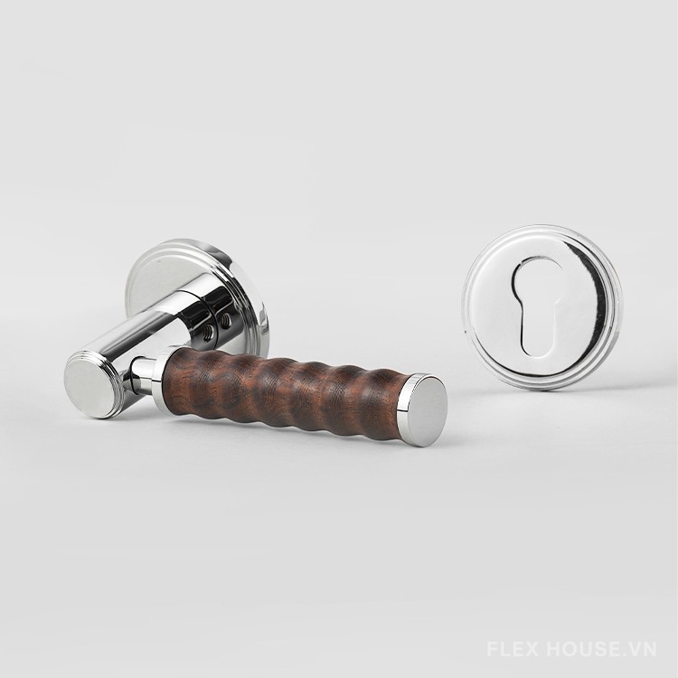 Khóa cửa bằng đồng phối tay gạt gỗ DR3371