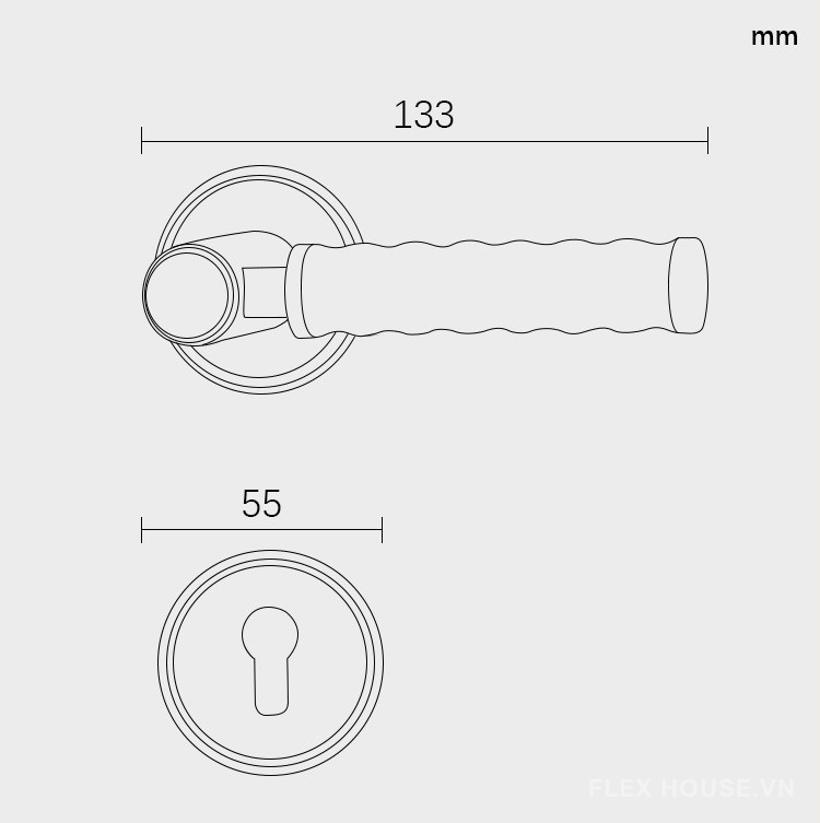 Khóa cửa bằng đồng phối tay gạt gỗ DR3371