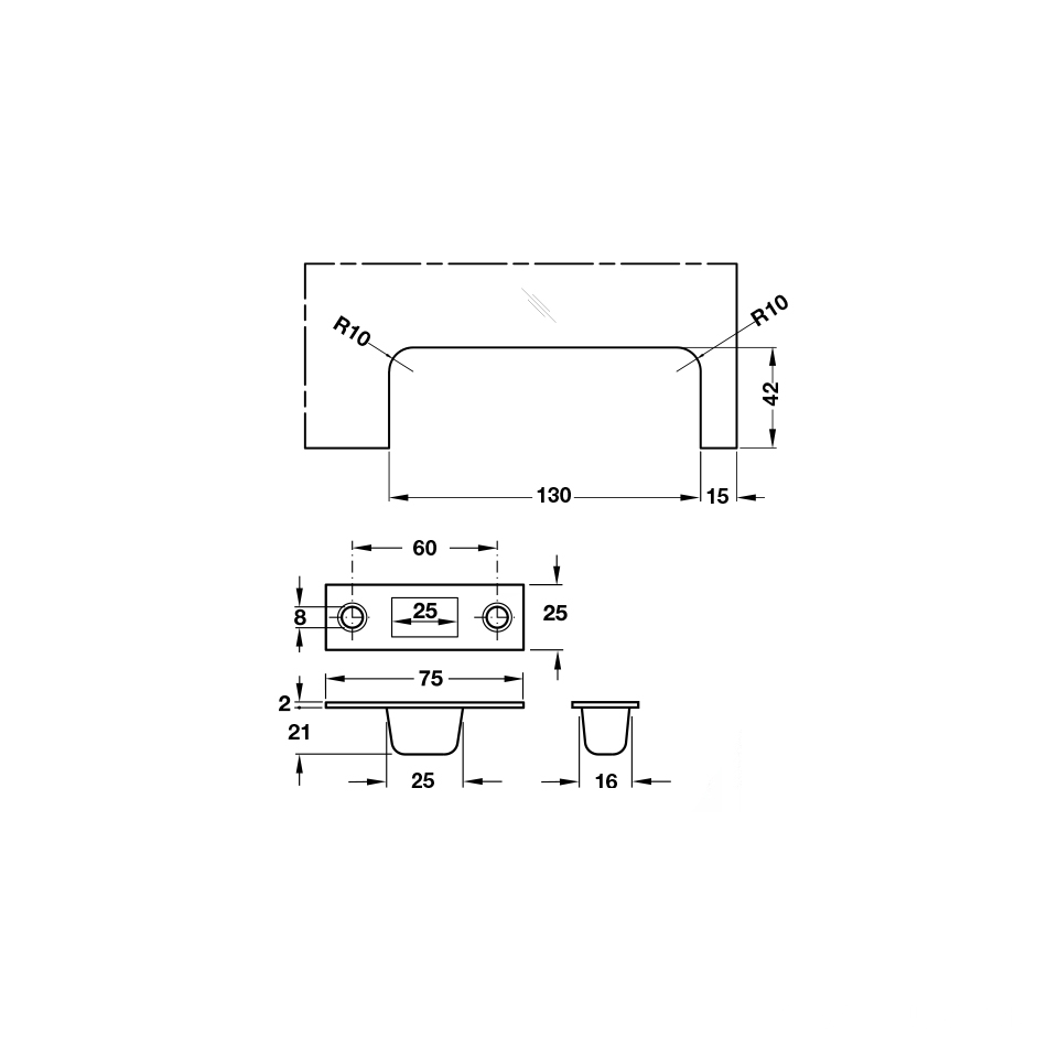 Khóa kẹp chân kính inox Hafele 981.00.660