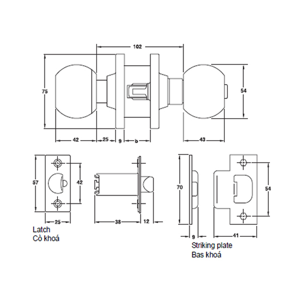 Khóa tay nắm tròn cho cửa WC Hafele 911.64.684