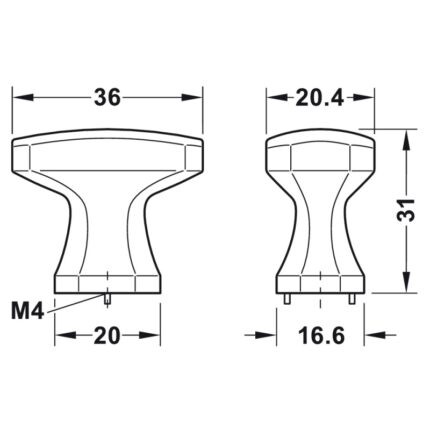 Núm tay nắm tủ bếp ấn tượng H2185 Hafele 106.70.17