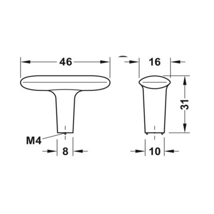 Núm tay nắm tủ bếp tối giản H2140 Hafele 106.70.12