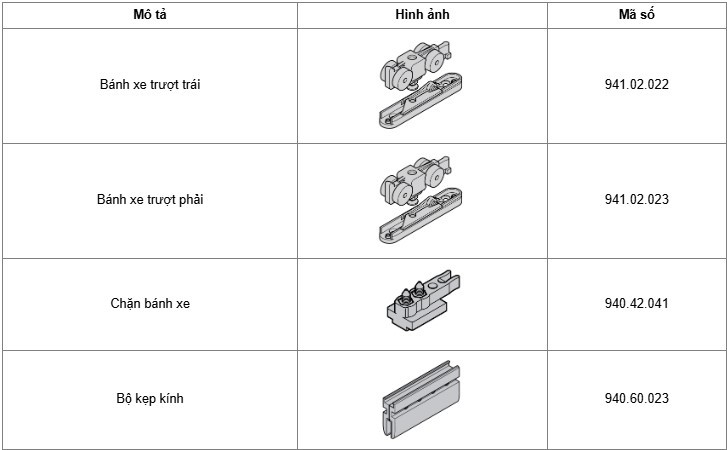 Phụ kiện cửa trượt kính Hafele 941.25.125