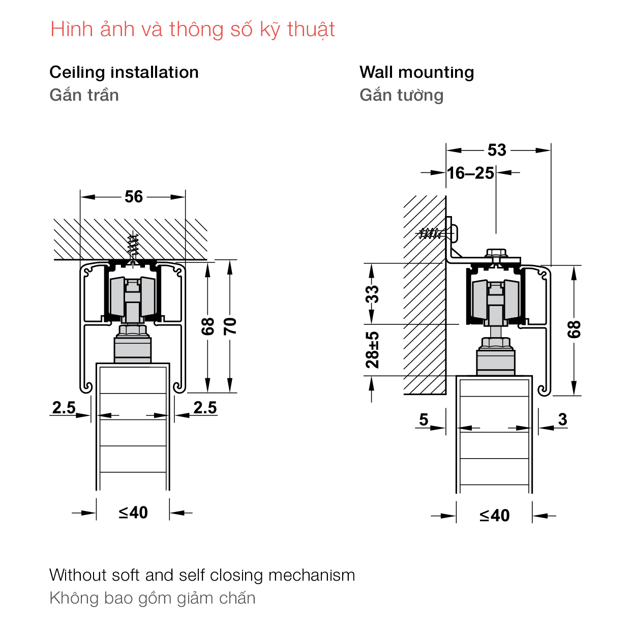 Phụ kiện cửa trượt Slido Classic Hafele 940.82.252
