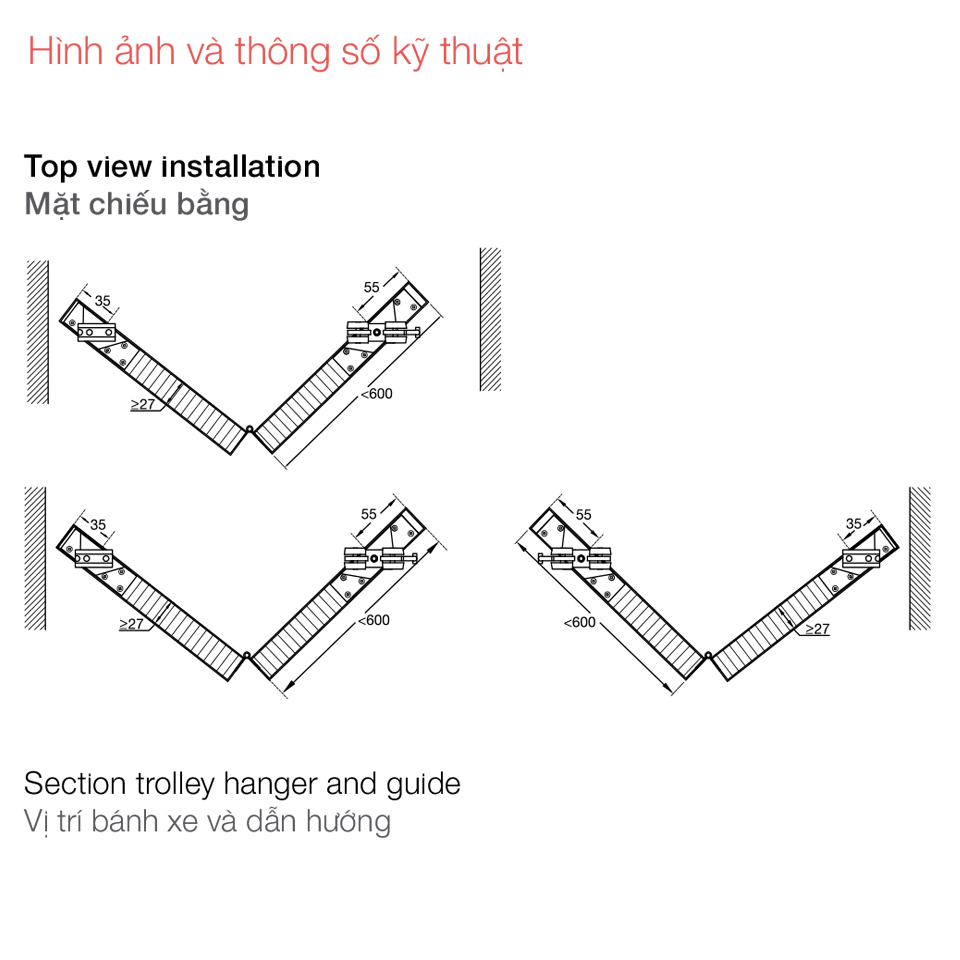 Phụ kiện cửa trượt xếp Hafele 943.10.032