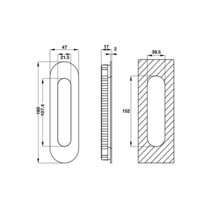 Tay nắm âm cửa inox 304 màu xám Hafele 903.11.950