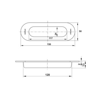 Tay nắm âm cửa phòng inox hình oval Hafele 489.72.133