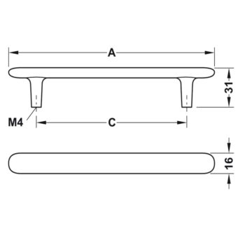 Tay nắm bằng kẽm màu trắng H2135 Hafele 106.70.103