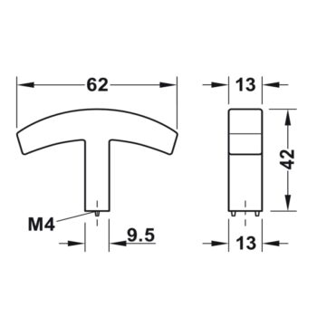 Tay nắm chữ T cong độc đáo H2145 Hafele 106.70.13