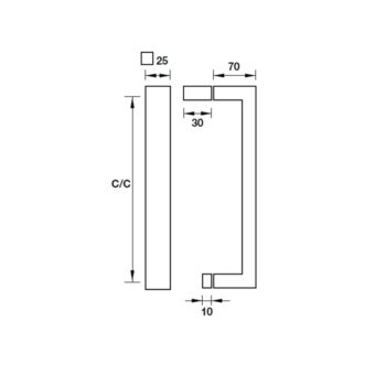 Tay nắm cửa kéo bằng inox màu bạc Hafele 903.11.56