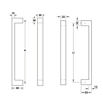 Tay nắm cửa kéo dạng vuông bằng inox Hafele 903.00.102