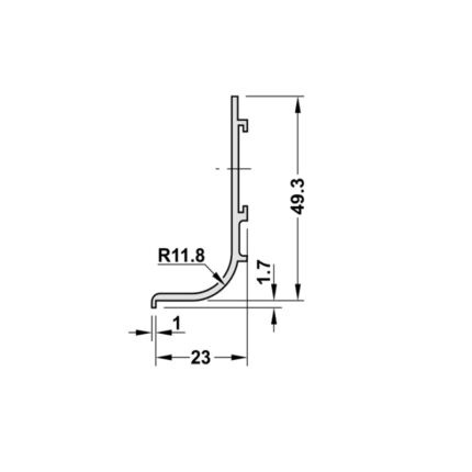 Tay nắm dạng thanh nhôm chữ J 2500mm Hafele 126.37.300