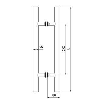 Tay nắm inox chữ H cho cửa gỗ cửa kính Bauma 903.13.17