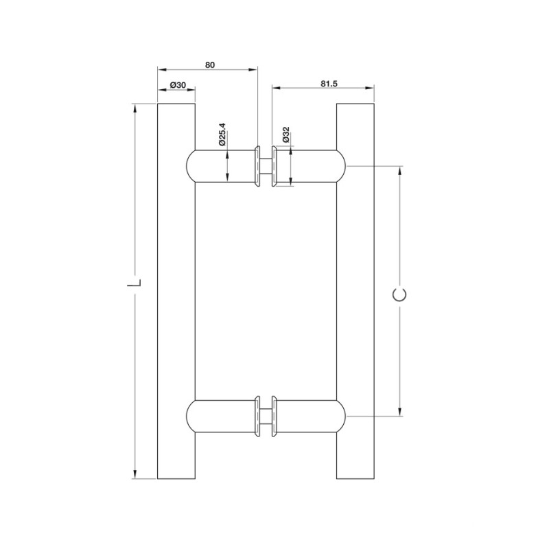 Tay nắm kéo chữ H bằng inox màu bạc Hefele 903.01.810