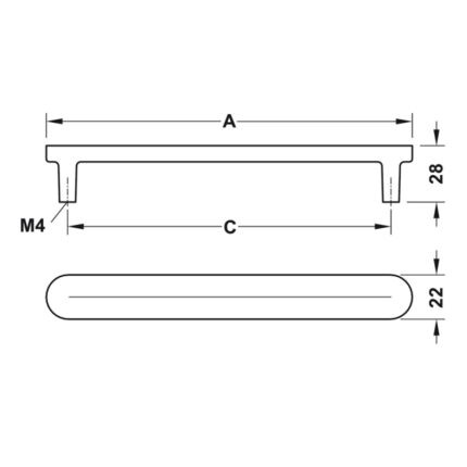 Tay nắm tủ bằng nhôm màu xám mờ Hafele 106.7