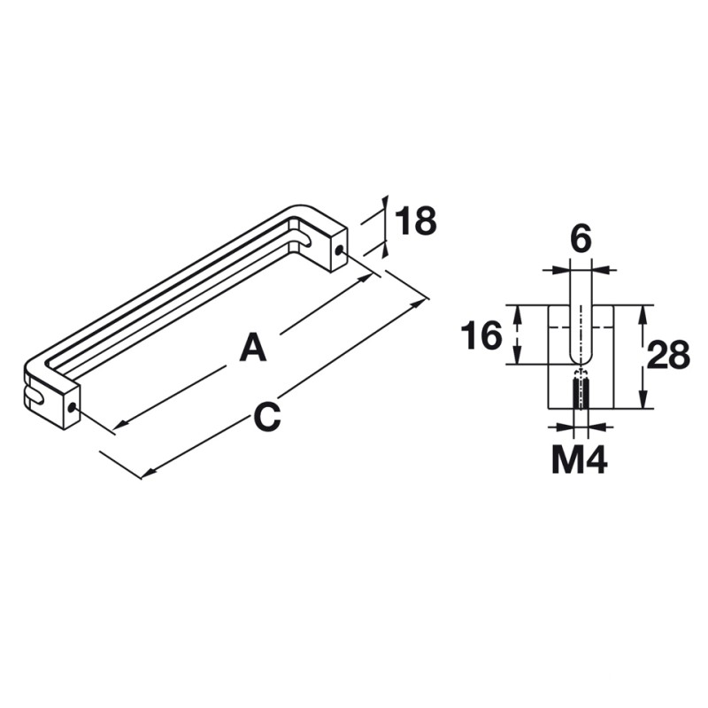 Tay nắm tủ có rãnh màu đen mờ Hafele 110.34.307