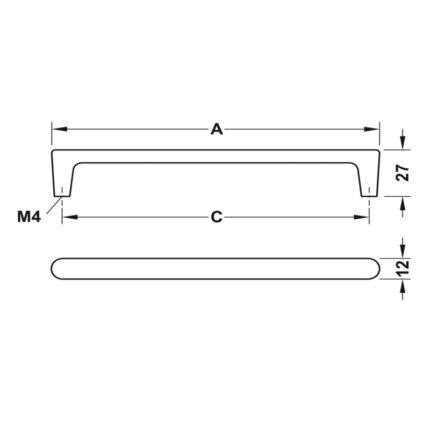 Tay nắm tủ kệ màu đen H2125 Hafele 106.69.031
