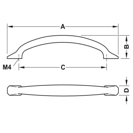 Tay nắm tủ kệ màu niken mờ H2180 Hafele 106.70.15