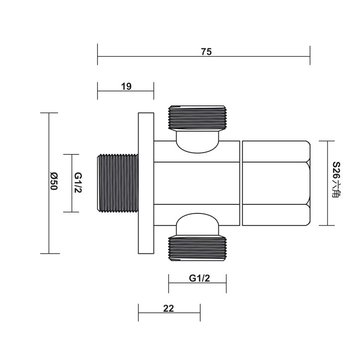 Van chặn lục giác 2 đường nước Hafele 589.25.872