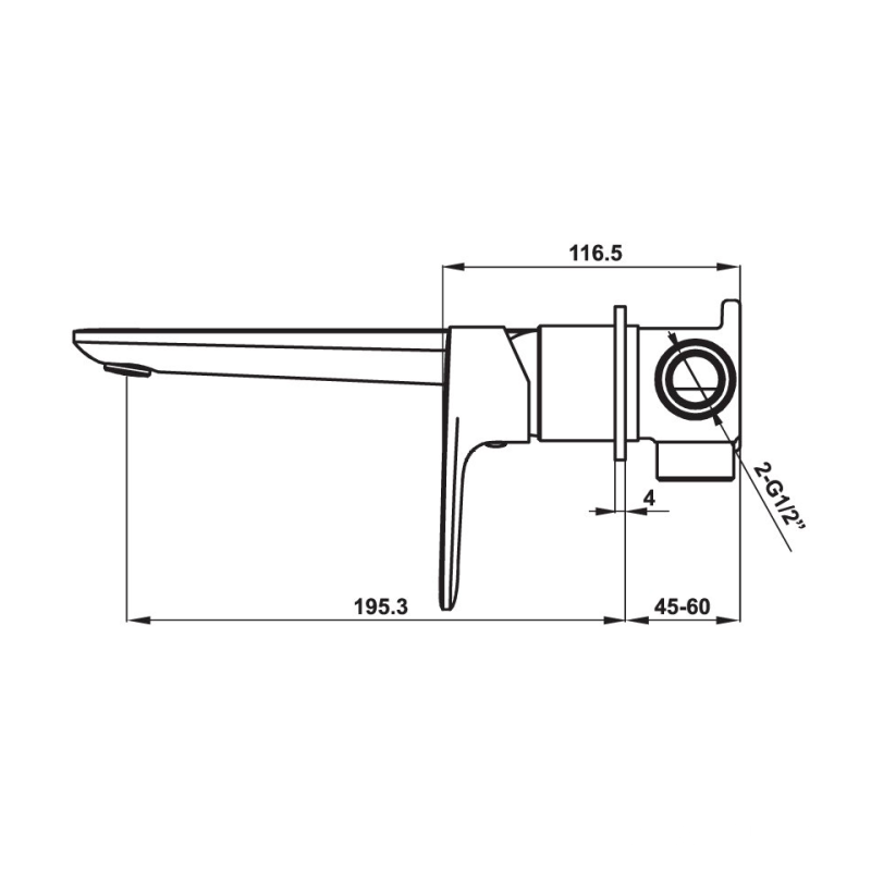 Vòi trộn gắn tường mạ crom Hafele 589.15.004