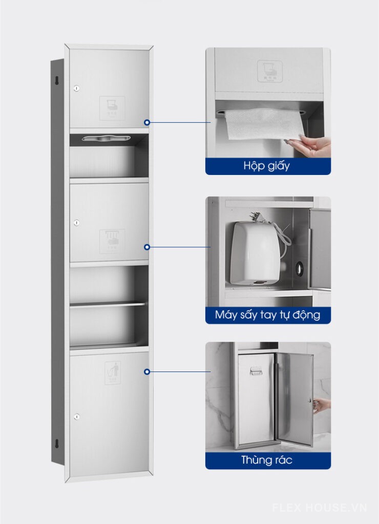 Hộp đựng khăn giấy 3 trong 1 phòng vệ sinh SX5363A