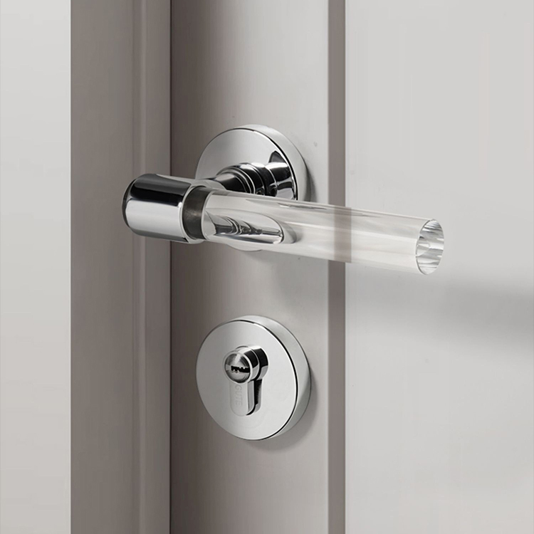 Khóa cửa hợp kim tay gạt pha lê trụ tròn GT3037