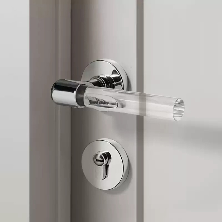 Khóa cửa hợp kim tay gạt pha lê trụ tròn GT3037 12