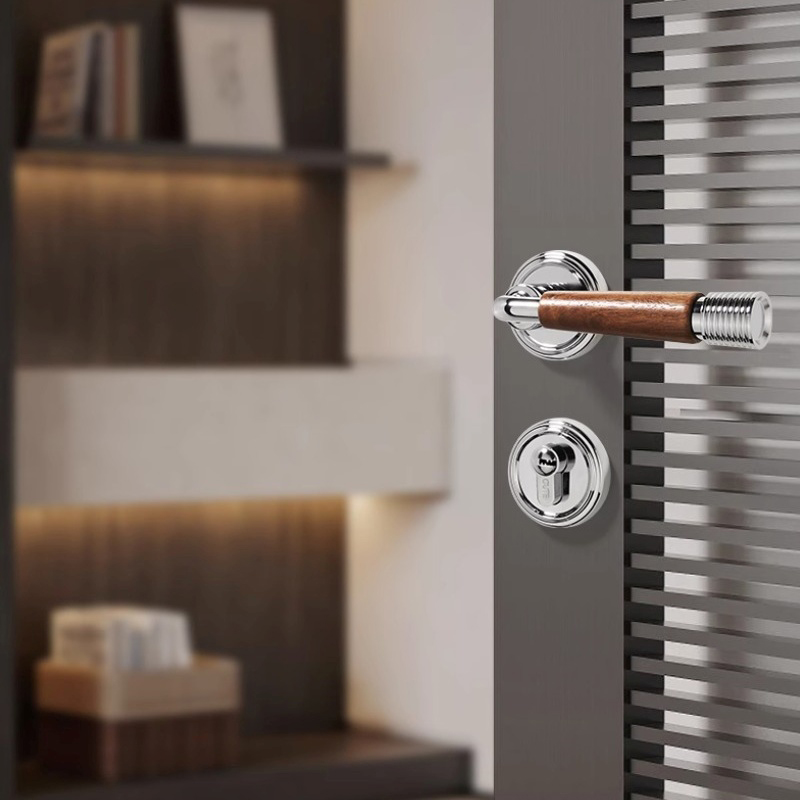 Khóa cửa tay gạt phối gỗ phong cách Bắc Âu GT9986 12
