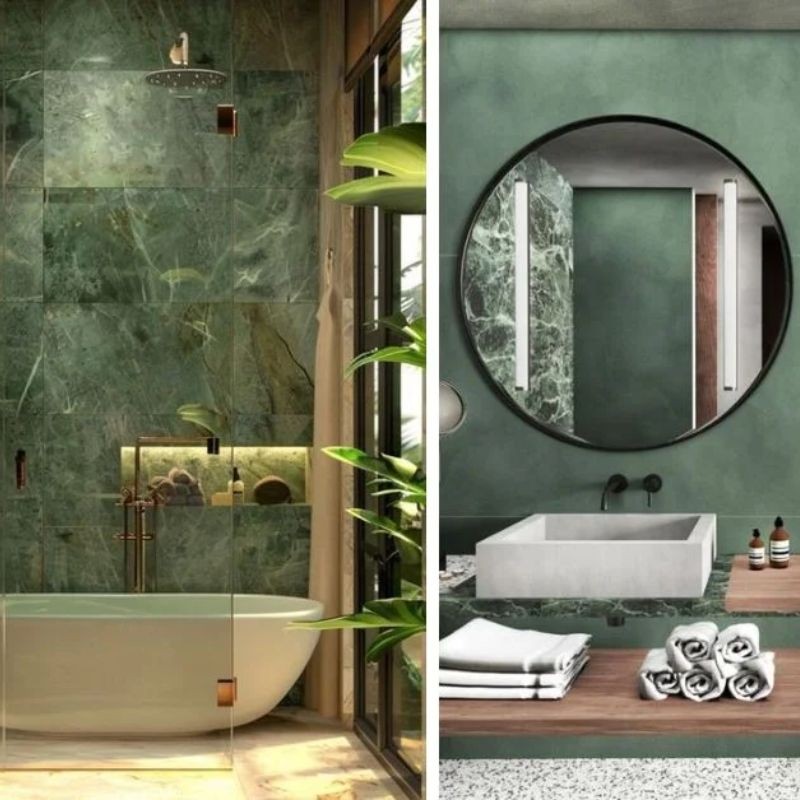 Mẫu phòng tắm màu xanh ấn tượng
