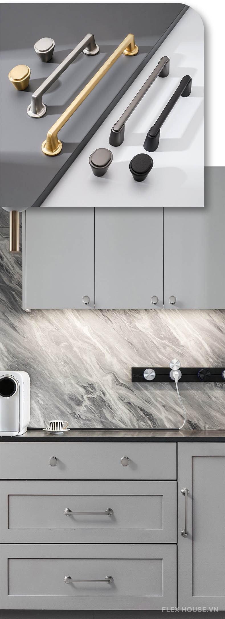 Tay nắm cánh tủ cao cấp hiện đại kiểu Mỹ CH6351 8