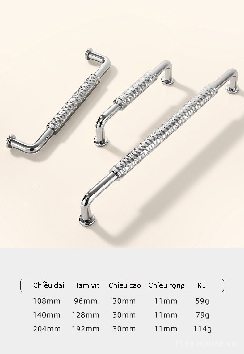 Tay nắm cửa tủ hợp kim mạ Chorme kiểu Pháp CH7068 8