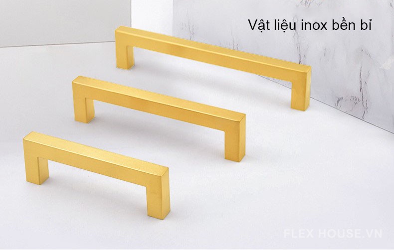 Tay nắm tủ Inox thanh vuông màu vàng DJ027Y 6