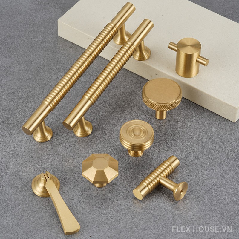 Tay nắm tủ đồng có khía phong cách châu Âu YHC8827 7