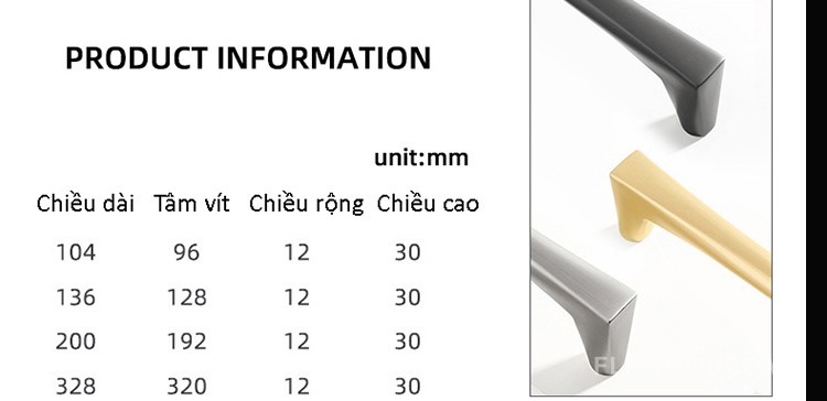 Tay nắm tủ hợp kim kiểu Mỹ Minimalism CH6962 16