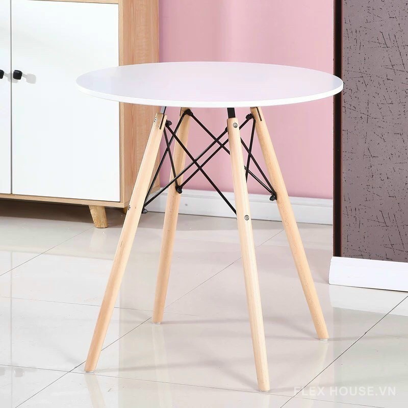 Bàn gỗ hình tròn cao 75cm nghệ thuật tinh tế ST1542A