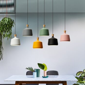 Đèn thả trần trang trí nhiều màu đuôi gỗ tinh tế HL6171 - bìa