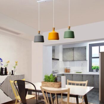 Đèn thả trần trang trí nhiều màu đuôi gỗ tinh tế HL6171