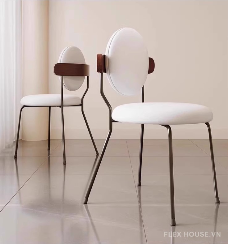 Ghế da decor tựa lưng gỗ cao cấp LXY6517