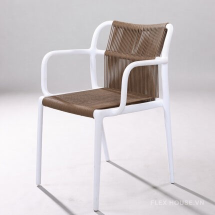 Ghế tựa có tay vịn khung nhựa dây đan độc đáo ST3039