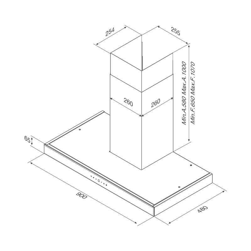 Máy hút khói áp tường Malloca Skylight F-213