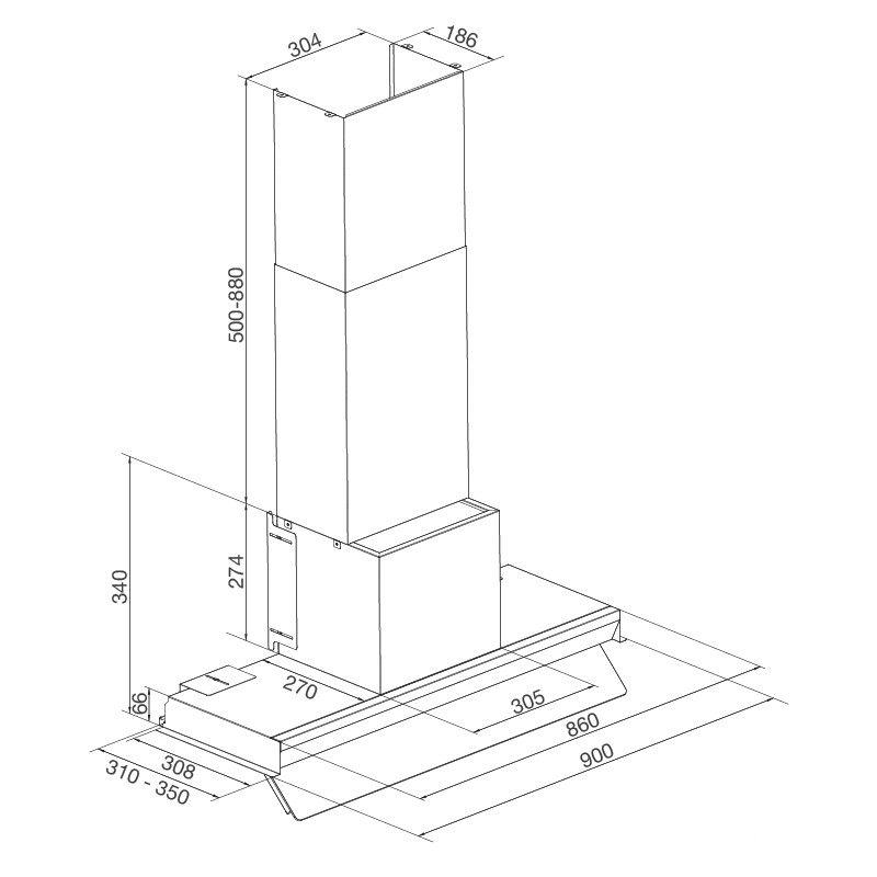 Máy hút khói dạng âm tủ Malloca Space MH 900SP