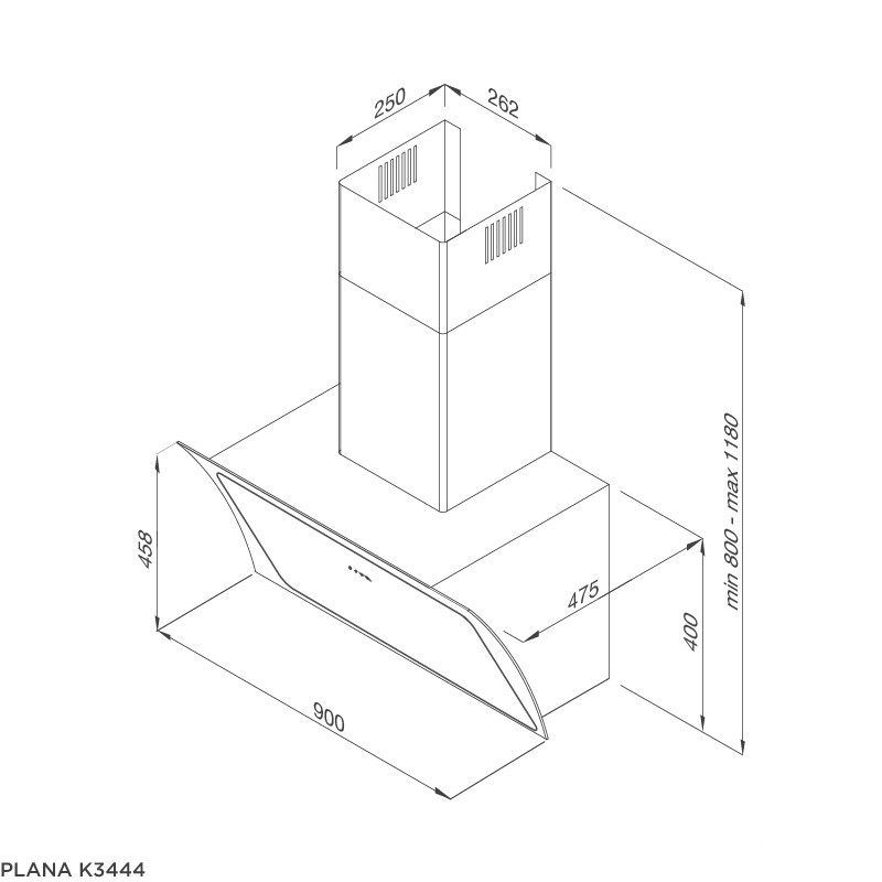 Máy hút mùi áp tường Malloca Plana K3444