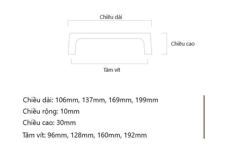 Tay nắm tủ bếp bằng đồng tối giản hiện đại CH6725