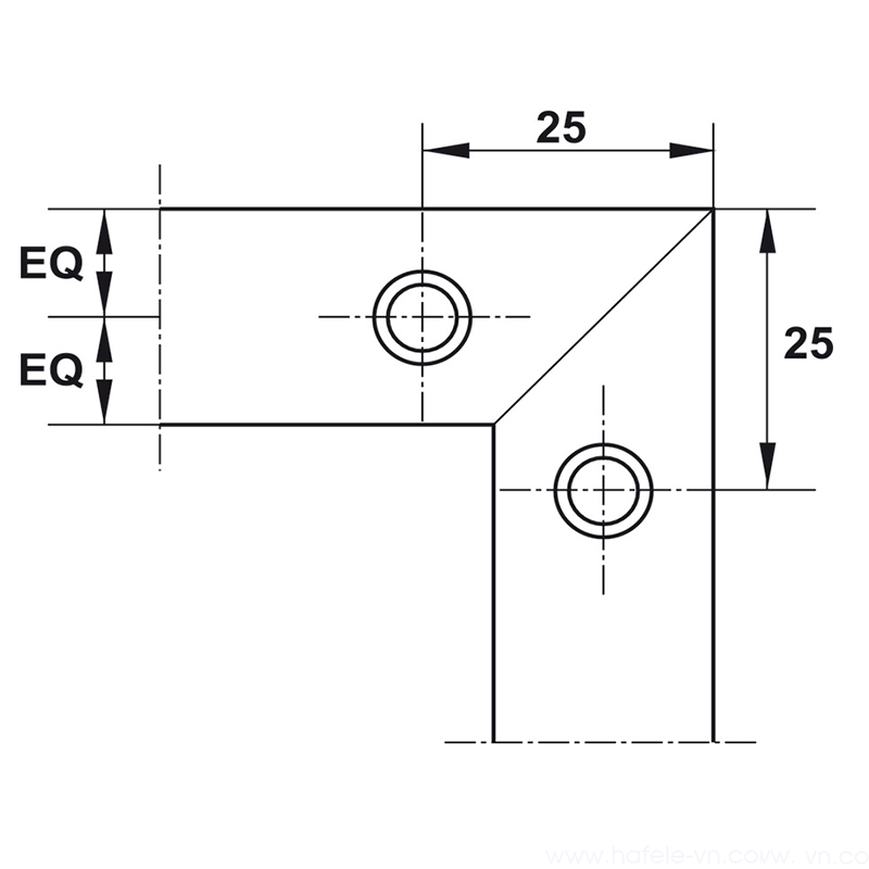 Bas nối góc khung nhôm Hafele 260.26.997