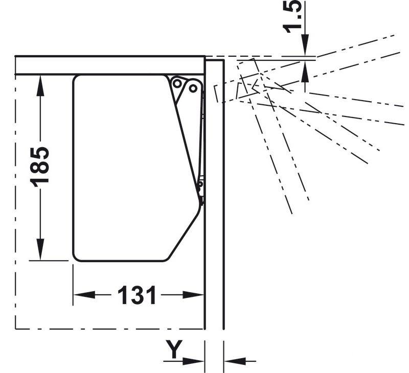 Tay nâng giữ Free flap 3.15 Hafele 372.91.411