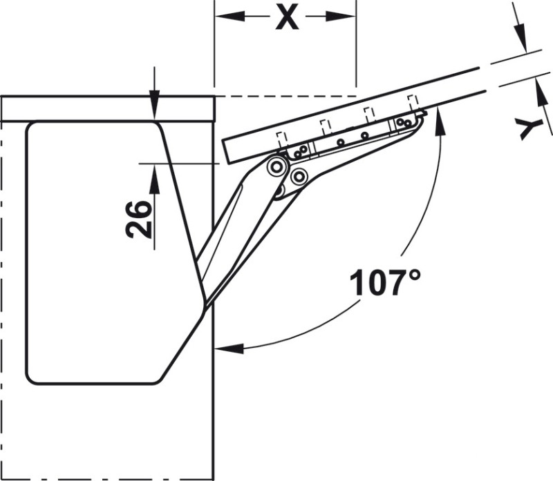 Tay nâng giữ Free flap 3.15 Hafele 372.91.411