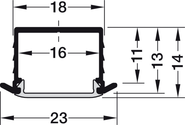 Máng nhôm đèn led 2500mm Hafele 833.72.984