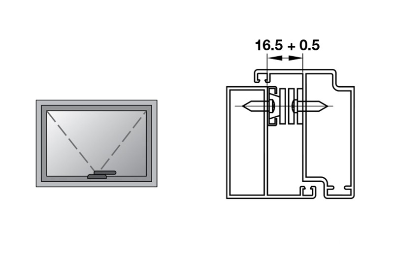 Bản lề chữ A Type P 16'' mở ra ngoài 414mm Hafele 972.05.217 5