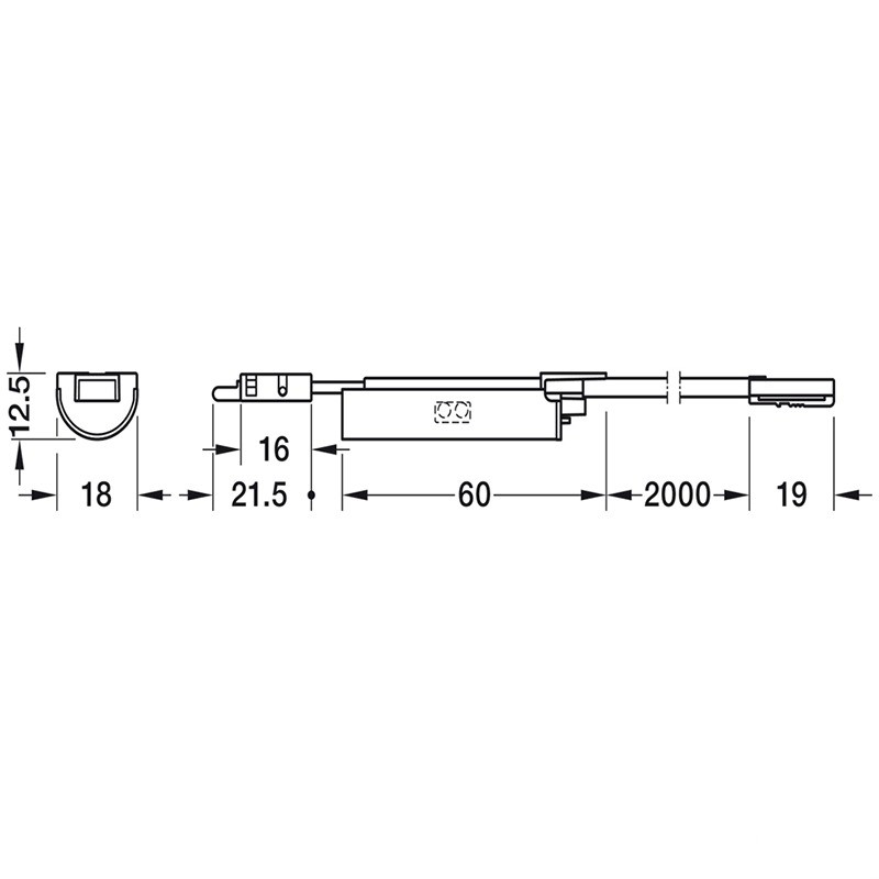 Cảm biến cửa cho thanh dẫn đèn 12V Hafele 833.89.251 - 3